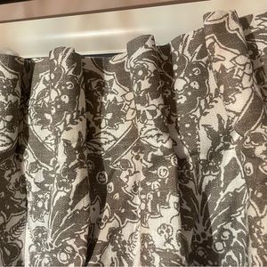 CURTAINS- Gray &  white curtains. 1 set with extra material !